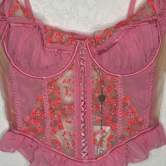 NWT For Love and Lemons Bouquet Embroidery Corset XL - Picture 5 of 11